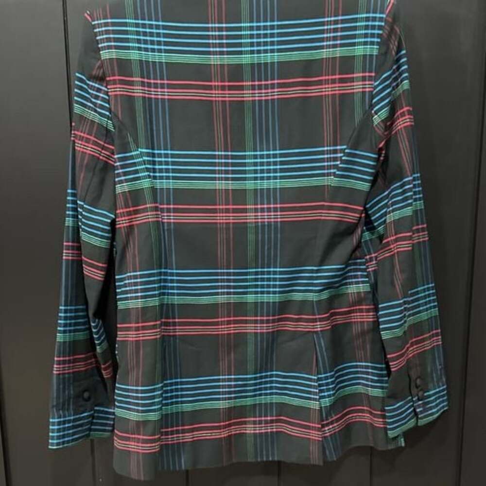 CAbi Holiday One Button Plaid Blazer Style 3850 - Picture 2 of 6
